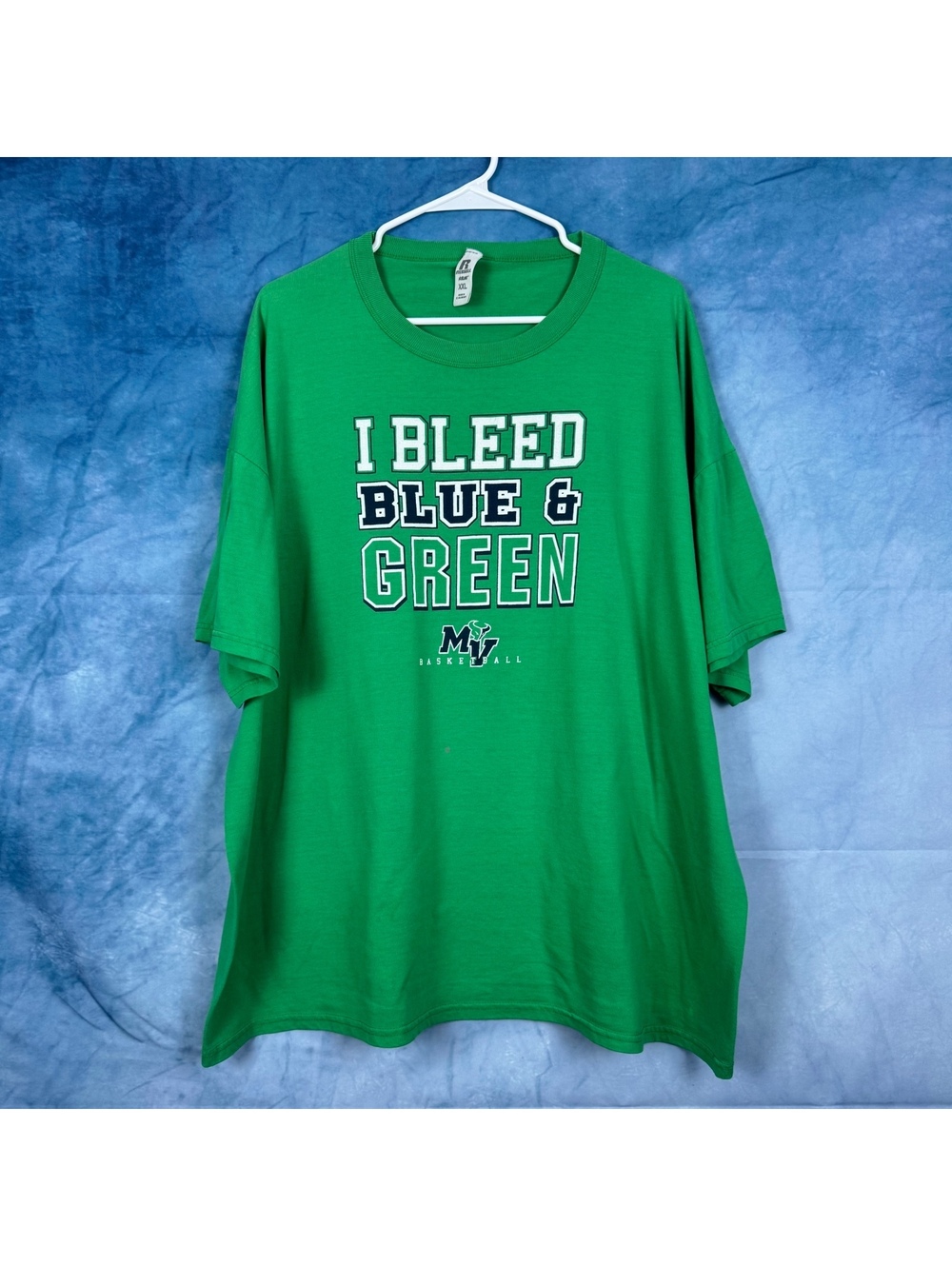 Russell Athletic I BLEED BLUE & GREEN MV Basketball T Shirt Men XXL
